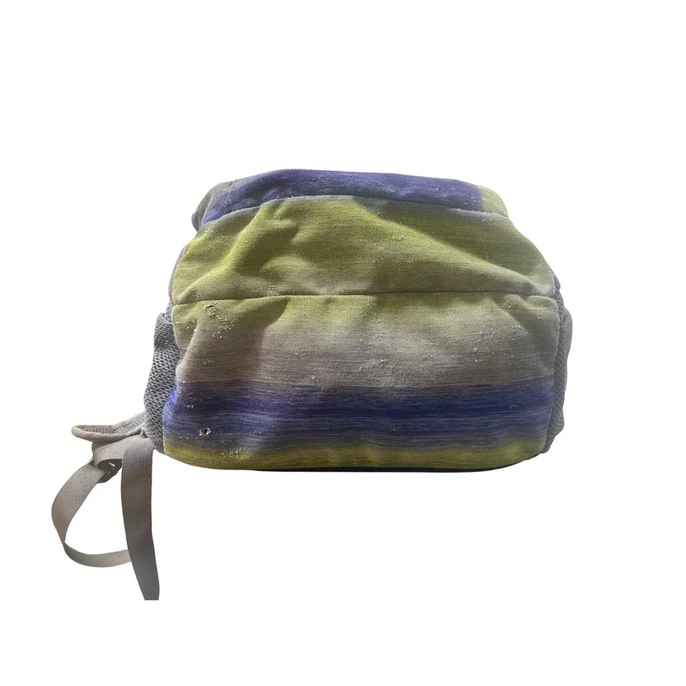 LL Bean Backpack Blue Green Space‎ Dye Stripe Multi Compartment School Travel